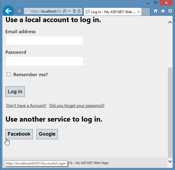 SignIn With Facebook in WebMatrix